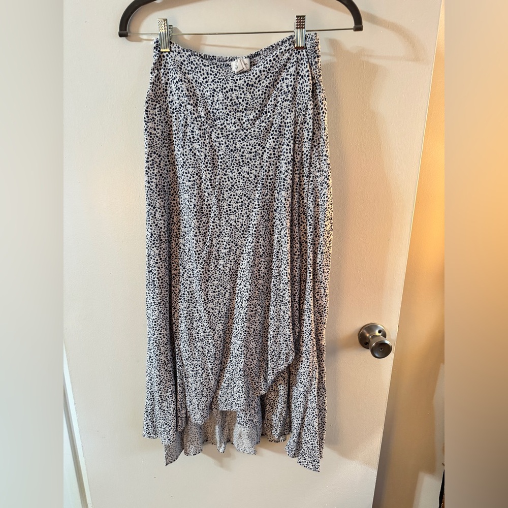 Japna Blue White Pattern A-Line Flowing Skirt size Sm